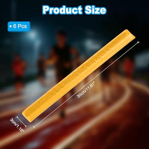 PATIKIL Reflective Slap Bands, Reflector Band Snap Bracelet Armbands High Visibility Safety Reflectors Wrist Strap Strips for Night Jogging Cycling Running - color: Gold
