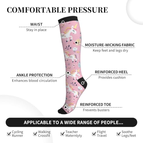 Compression Socks Knee High Circulation Support Socks For Women Men Athletic Running Hiking Cycling - color: Horse