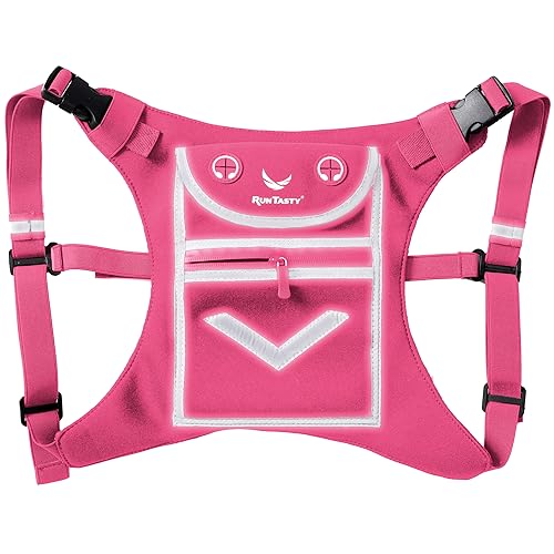 Runtasty Running Mini Backpack Vest for Men & Women, Reflective Phone Holder, Fits Any Phone & iPad Mini, Lightweight Gear - color: Hot Pink
