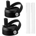 Straw Lid Replacement Fits Hydroflask Wide Mouth Wate Bottle 32/40/64oz - color: Black （2 pack)
