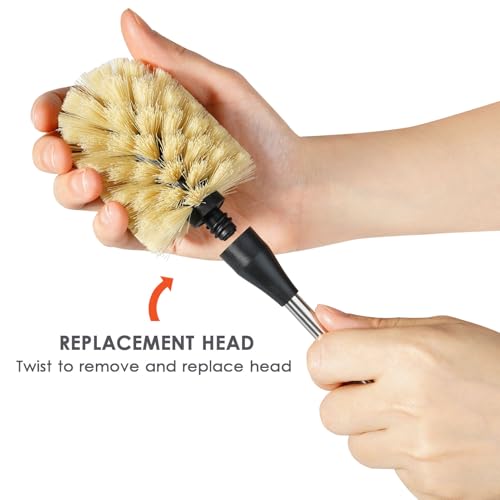 Bottle Cleaning Brush with 2 Replaceable Heads, 15 in, Yellow - color: Yellow, size: 15 Inch ( Pack of 1)