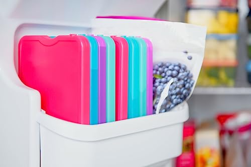 Cool Coolers by Fit & Fresh 4 Pack XL Slim Ice Packs, Quick Freeze Space Saving Reusable Ice Packs for Lunch Boxes or Coolers - color: Multi (8 Pack)