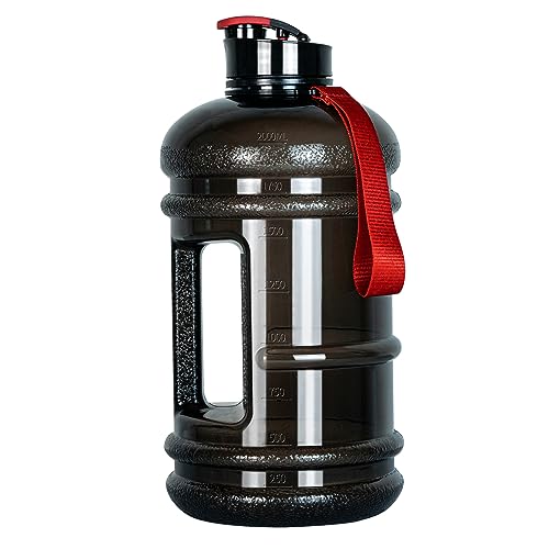TOOFEEL 2.2 Liter Gym Water Bottle - 100% Leak Proof Big Sports Water Bottle Larger than 74 oz Water Bottle with Visible Volume for Drinking (74oz Transparent Black) - color: Transparent Black, style: 74 oz water bottle