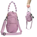Wongeto Water Bottle Holder with Strap,25oz/40oz/64oz Water Bottle Carrier Sling Bag with Phone Pocket Crossbody Adjustable Shoulder with Hand Strap for Walking - color: Purple