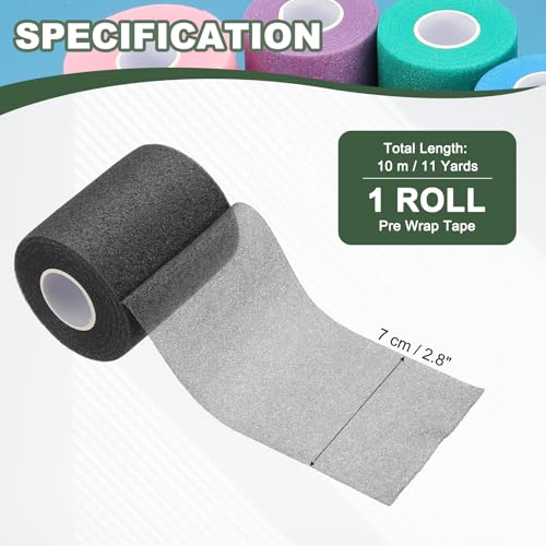 Pre Wrap Tape, Non-Slip Grip Cushion Wrap Prewrap Athletic Tape Fitting for (Tennis- Badminton - Pickleball - Sports) - color: Black