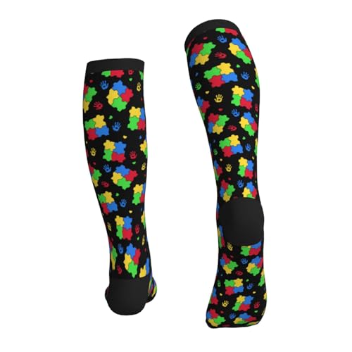 Avocado Compression Socks Women Men Knee High Stock for Running Work Support Nurses Travel - color: Autism