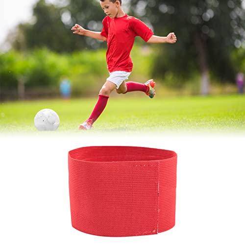 Soccer Armband, 5 Colors Outdoor Team Sports Groups Captain Armband Adjustable Player Bands (Red)