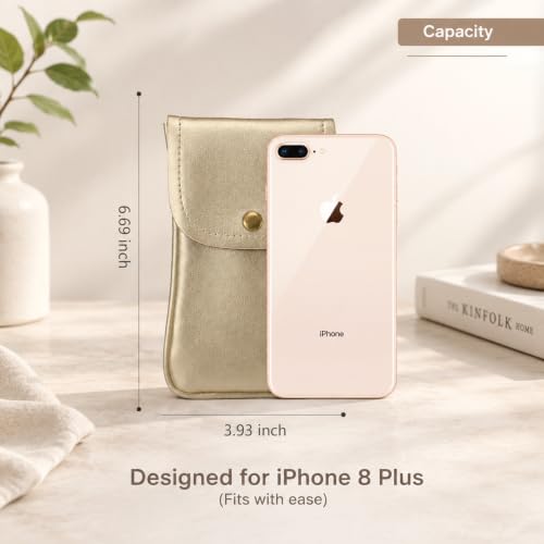 Cell Phone Neck Pouch, PU Leather Carrying Bag with Credit Card Holder Adjustable Strap, Small Travel Purse for iPhone 11 XR XS Max SE 8 7 6 Plus, Galaxy S10 S7 Edge A10 J7, Moto G6 (Gold) - color: 01 Gold