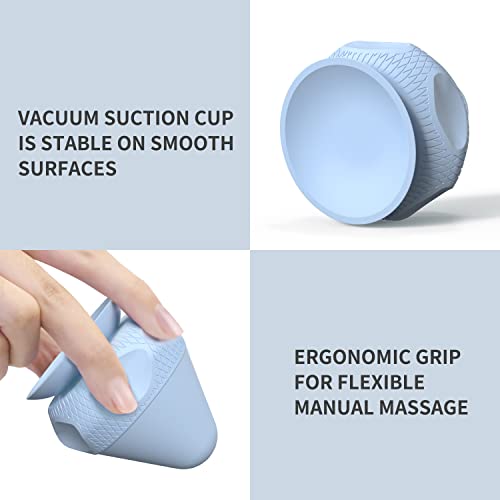Mountable Self-Massage Ball Handfree with Suction Cup,Deep Tissue Back Sore Muscle Knot Massager,Myofascial Release,Manual Massage Balls, Foot Plantar Fasciitis, Back Stress Relief- Blue - color: Blue