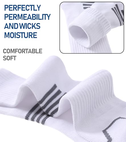 FNOVCO Women's Hiking Walking Running Crew Socks Thick Cushioned Athletic Compression Socks 5 Pairs - color: White, size: 9-11