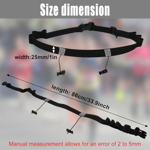 2Pcs Race Number Belt Race Bib Belts with 6 Energy Gel Loops for Marathon Triathalon Running No Safety Pins Required (Black/Red) - color: Black&Red