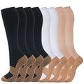 fenglaoda 8 Pairs Compression Socks for Men & Women 20-30 mmHg Knee High Nurse Pregnant Running Medical and Travel Athletic - color: 26-8 Pairs-black/White Copper, size: Large-X-Large