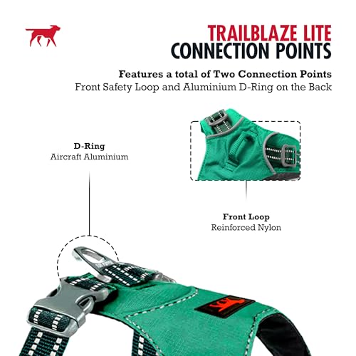 Tuff Pupper All-Day Wear Dog Harness | for Walking, Trail Running, Hiking | Front & Back Leash Clips | Reflective Trim | Easy On/Off Buckles | Lightweight Breathable | No Pull Design (XXXS, Teal) - color: Tropical Teal, size: XXX-Small
