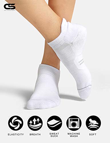 CS CELERSPORT 6 Pack Women's Ankle Running Socks Cushioned Low Cut Tab Athletic Socks - color: White, size: Medium