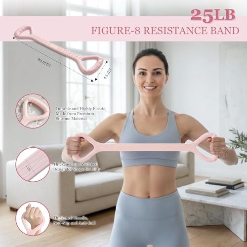 HIMESPORNER Pedal Resistance Band with Handle & Ankle Straps, Figure 8 Band