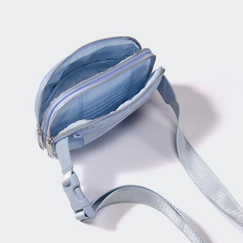 Pander Nylon Fanny Pack Belt Bag for Women with 5 Zipper Pockets - color: Windmill Blue