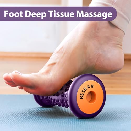 BESKAR 2 Pack Foot Rollers Bundle Deal- Black and Dark Purple, Foot Massage Roller for Relief Plantar Fasciitis