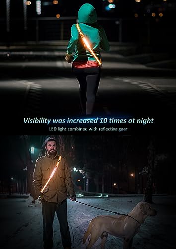 Ylzzrs LED Reflective Belt Sash Walking Gear,Safety Lights for Walkers at Night,High Visibility Safety Rechargeable Reflective Running Gear for Men Women Kids Night Dog Walking Gear - color: Orange