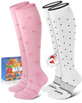 LYCRA® Compression Socks for Women,20-30 mmHg - color: Pink Bow, size: Large-X-Large