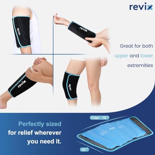 REVIX Shin Ice Pack Reusable Leg Ice Pack Wrap, Shin & Calf Ice Pack Wrap - size: Black-Regular Size-1 Pack