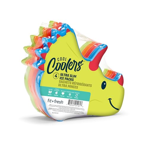 Cool Coolers by Fit & Fresh Reusable Kids Lunch Box Ice Packs, 4pk - color: Multicolor Dinosaur, size: 4 Pack
