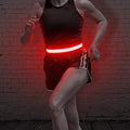 BSEEN LED Running Waist Belt - USB Rechargeable Reflective Glowing LED Waistband, Flashing Safety Light Belt for Runners, Joggers, Walkers, Pet Owners, Cyclists - color: Red