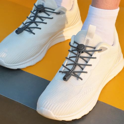 RJ-Sport Tieless Elastic Shoe Laces for Adults and Kids - color: Number 005 - Dark Grey