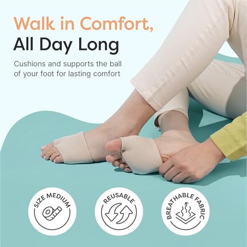ZenToes Metatarsal Pads for Women, Ball of Foot Gel Cushion Sleeve, Medium - color: Beige, size: Medium