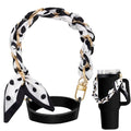 SiliFine Silicone Tumbler Strap Holder with Sling, Carrier - color: Polka Dot Black