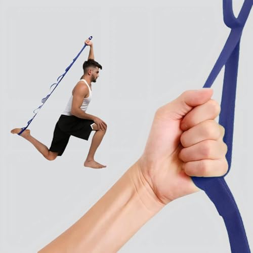 Stretching Strap Yoga Strap for Home Workout, Exercise, Pilates and Gymnastics, 10 Loops Non-Elastic Stretch Bands with Aesthetic Packaging for Women & Men - color: Blue