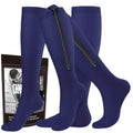cerpite Zipper Compression Socks, 2 Pairs 15-20 mmHg Closed Toe Compression Stockings for Men Women - color: Blue-closed-toe, size: Large-X-Large