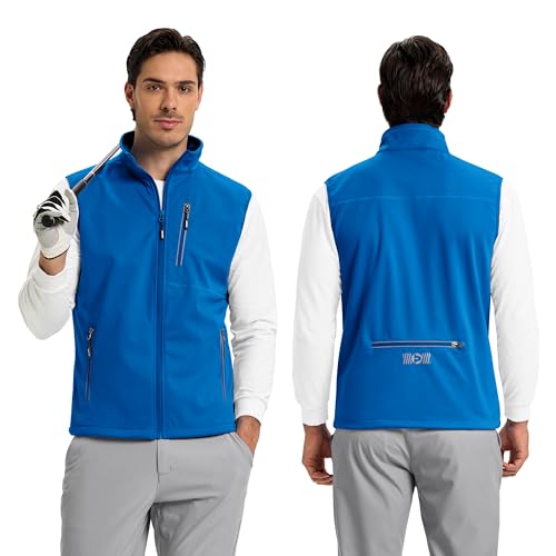 Outdoor Ventures Men's Running Golf Vest Outerwear Lightweight Windproof - color: Bright Blue, size: Medium