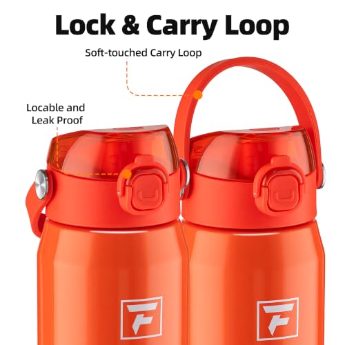 Fanhaw 24oz Stainless Steel Water Bottle with 2-in-1 Lid, Vibrant Orange - color: Vibrant Orange