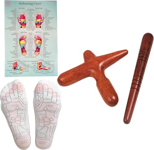 CCcollections Wood Therapy Massage Tools, Reflexology Wooden Stick Tool, Traditional Equipment for Relieving Muscle Pain Body Lymphatic Drainage Massager - (E 2SET+SOCKS) - size: E 2SET+SOCKS