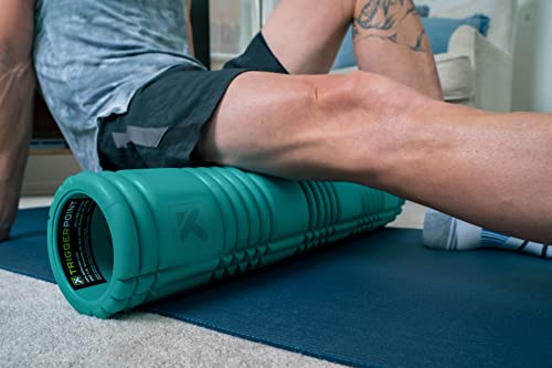 TriggerPoint Grid Patented Multi-Density Foam Massage Roller for Exercise, Deep Tissue and Muscle Recovery - Relieves Muscle Pain & Tightness, Improves Mobility & Circulation (26"), Teal - color: Teal