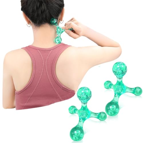 Manual Trigger Point Massage Tool, 2 Pcs 4 Knob Massager Deep Tissue Manual Massager Pressure Point Palm Massage Tool Handheld Back Massagers for Muscle Pain Stress Relief (Green) - color: Green