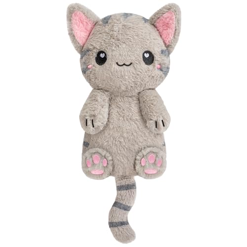 Grey Cat Microwavable 1.5 lbs Unscented Heating Pad for Women and Kids- Cute Soft Cozy Pillow Plush Heatable Warm Stuffed Animals - Kawaii Hot and Cold Plushie - Grey Cat Gifts for Girls and Women - color: Grey Cat