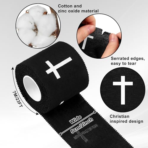 Geiserailie Christian Cross Athletic Tape Religious Sport Wrap,Black - color: Black