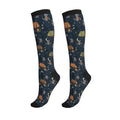 Patterned Knee High Socks for Women Men Athletic Running Travel Work - color: Adventure Raccoon