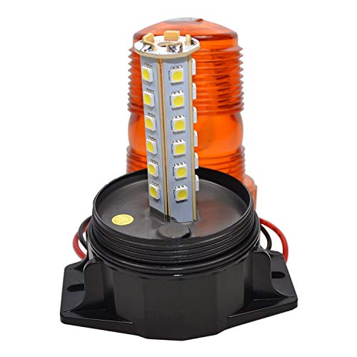 HQRP 360 Degrees 12-100V 30-LED Strobe Light Amber Mini Beacon for Safety Work & Maximum Visibility Truck, Heavy Vehicle, Forklift, Tractor, Golf Cart, Postal Car, Snow Plow etc. - size: Permanent Mount