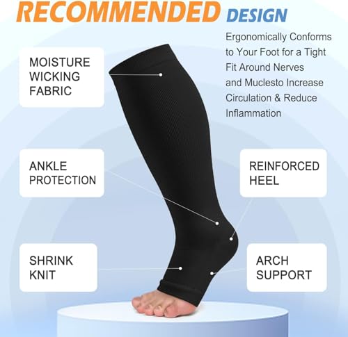 CTHH Toeless Compression Socks for Women & Men Open Toe Knee High Stocking - color: Pink/Navy Blue/Light Gray, size: Small-Medium