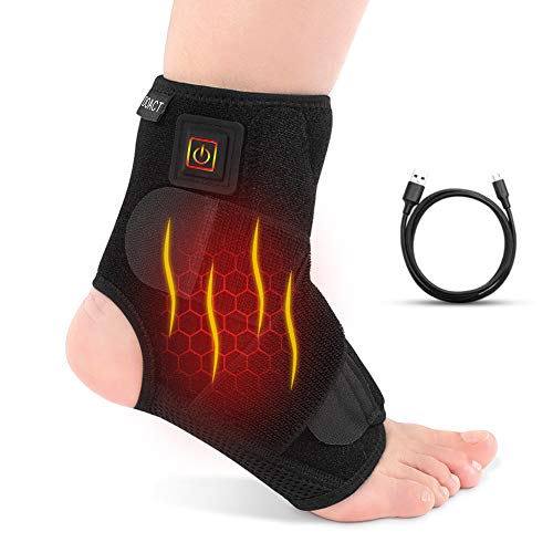 LAVEN Heating Ankle Brace, Heat Foot Drop Orthotic Brace with Adjustable 3 Level Controller for Injury Joint Recovery, Ankle Sprain Swelling, Arthritis, Strain, Fit