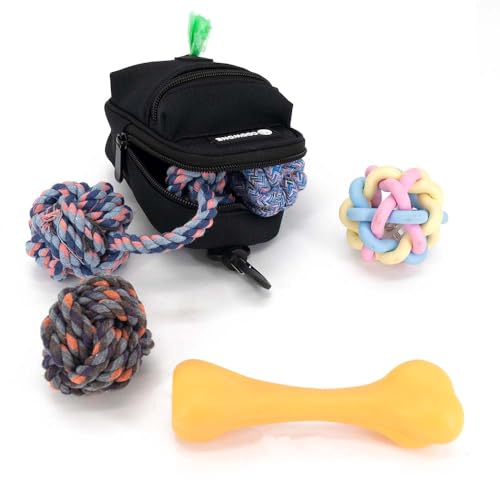 Dog Treat Pouch Dog Poop Bag Holder for Leashes, Pets Snack Container With Inner Small Bag, Puppy Supplies Perfect for Training and Walking - Hands Free Dog Waste Bag Dispenser -Dog Travel Accessories - color: Black 2