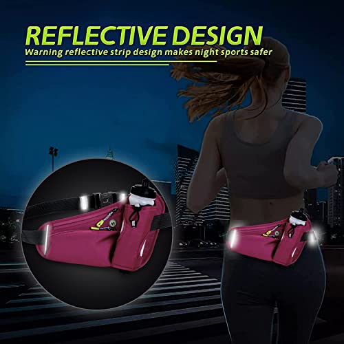 Fanny Running Belt Waist Crossbody BumBags for Running Hiking Travel Workout Adjustable Buckle Strap for Women (Rose Red) - color: Rose Red