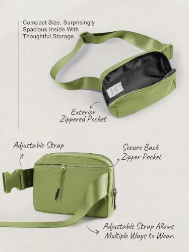 ODODOS Unisex Mini Belt Bag with Adjustable Strap Small Fanny Pack for Workout Running Traveling Hiking, Olive - color: Olive