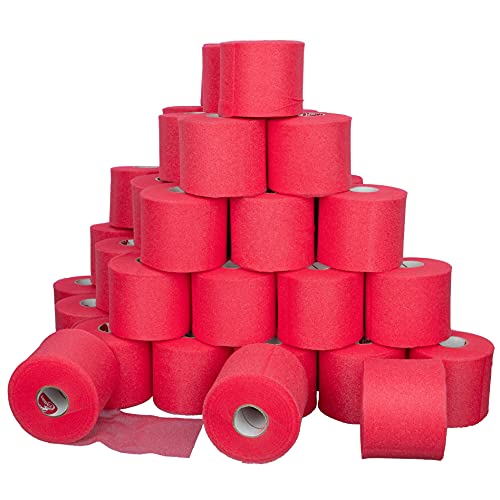 Cramer Tape Underwrap, Bulk Case of 48 Rolls of PreWrap for Athletic Taping, Hair Tie, Headband, Patellar Support, Pre-Wrap Athletic Tape Supplies, 2.75" X 48 Yard Rolls of Pre Wrap, Red - color: Red