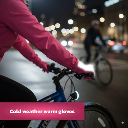 ReflecToes Reflective Winter Running Gloves, Hi Vis Neon Traffic Gloves Men - color: Pink, size: Medium