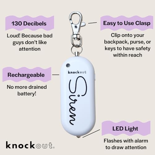 Knockout Siren - Marble - Personal Security Alarm Keychain - Rechargeable - Easy to Use - Super Loud - 130 DB - LED Flashlight - Emergency Safety Alarm for Women, Men, Children, Elderly - TSA Approved - color: Marble