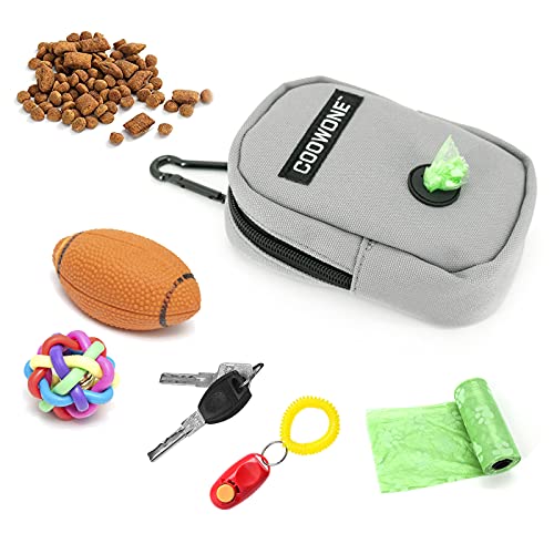 Small Treat Pouch Dog Treat Dispenser with Waste Bag Dispenser for Leash Walking, Portable, Poop Bag Holder, Hand Free, Gray - color: Gray