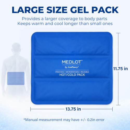 LotFancy Ice Pack for Injuries, Reusable Large Hot Cold Pack for Therapy, Heating or Cooling Gel Pad for Back Shoulder Knee Waist Sprains, Muscle or Joint Pain Relief, 14" x12" - style: 13.8x11.8in